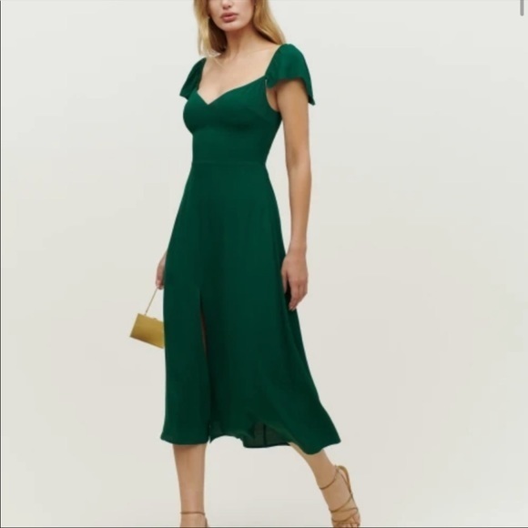 Reformation Baxley Dress - Emerald - Picture 1 of 4